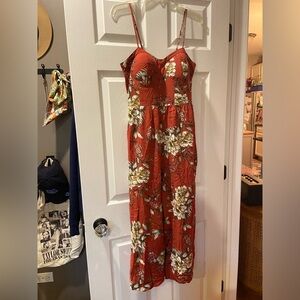 Floral xhilaration corset bodice tank top jumpsuit